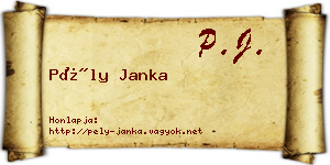 Pély Janka névjegykártya